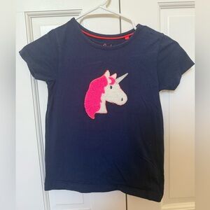 Mini Boden Dark Blue T-Shirt with Pink Unicorn